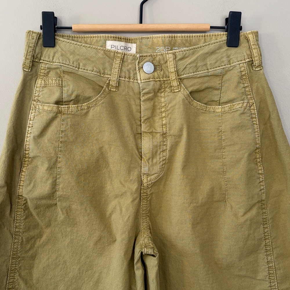 Pilcro‎ Kenna Mid Rise Heritage Barrel Pants Size 25P Anthropologie Wide Leg Tan - Picture 3 of 13